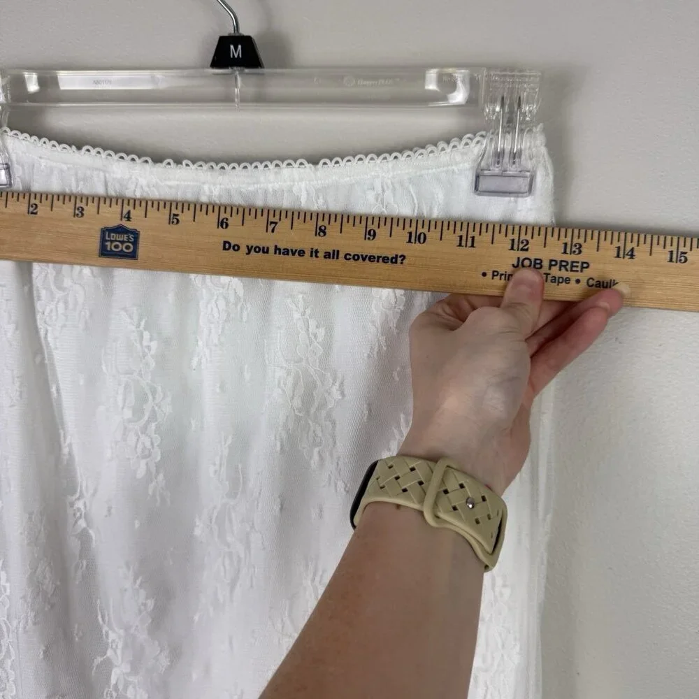All In Favor White Lace Midi Skirt Small Sheer Overlay Lined NWOT Cottagecore - Picture 10 of 11